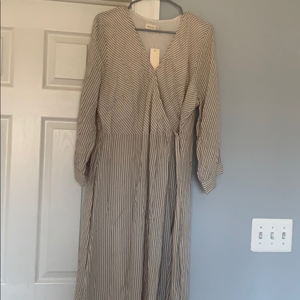 striped wrap dress